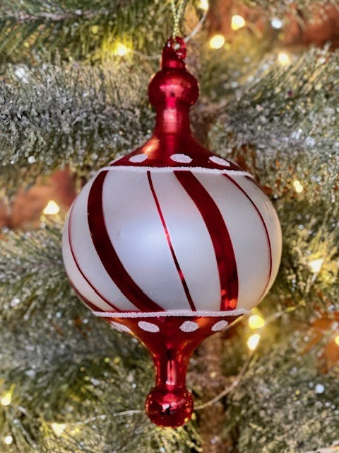 PEPPERMINT STRIPED FAT FINIAL HANGING ORNAMENT 4124574