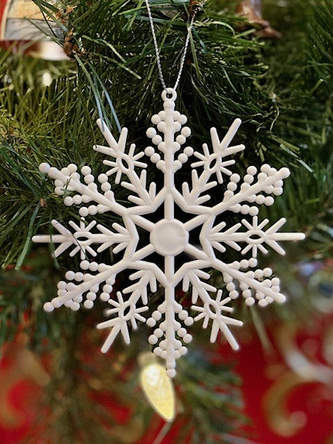 WHITE SNOWFLAKE FLAT ORNAMENT