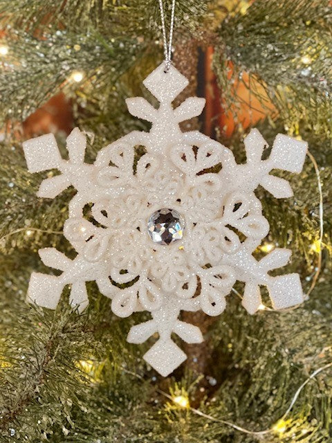 FROSTED WHITE SNOWFLAKE (B) HANGING ORNAMENT 4119044