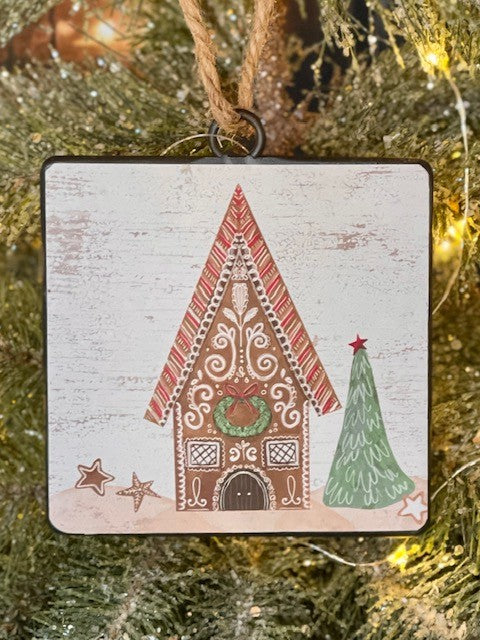 GINGERBREAD HOUSE (B) SQUARE DISC HANGING ORNAMENT 4115995