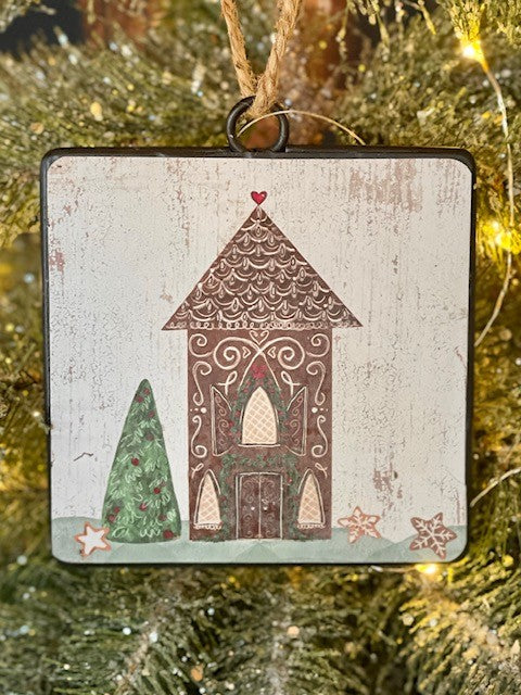 GINGERBREAD HOUSE (C) SQUARE DISC HANGING ORNAMENT 4115995