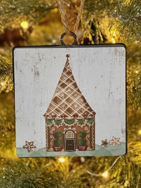 GINGERBREAD HOUSE (D) SQUARE DISC HANGING ORNAMENT 4115995