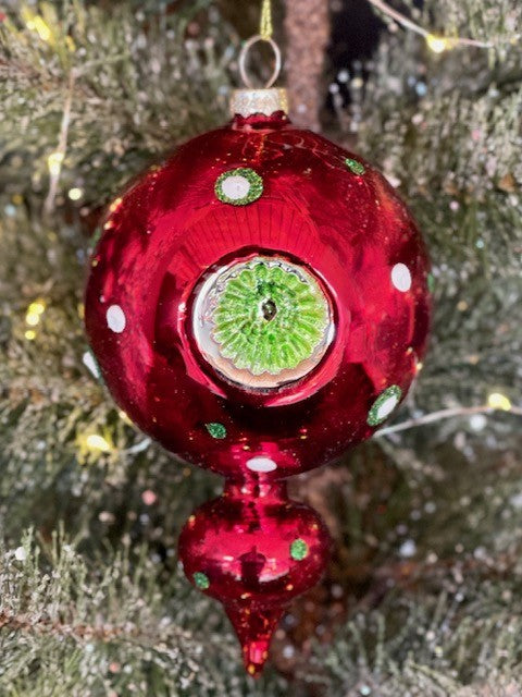 RED ROUND FINIAL HANGING ORNAMENT 4124612