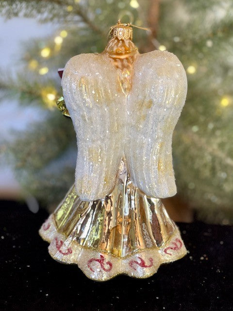 HURAS FAMILY GLASS ORNAMENTS - ANGEL WITH TREE S458