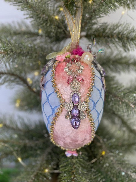 MARK ROBERTS ELEGANT JEWEL PINK & BLUE EGG ORNAMENT 51-37304