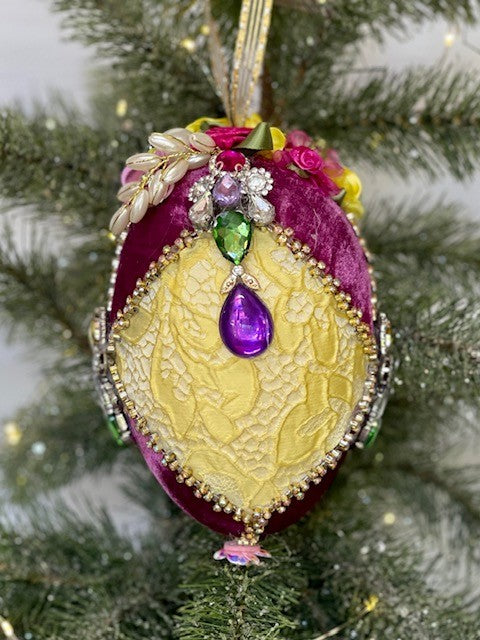 MARK ROBERTS ELEGANT JEWEL PLUM & LEMON EGG ORNAMENT 51-37304
