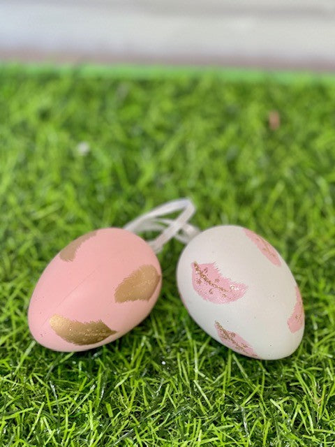 ASSORTED HANGING PINK, WHITE & GOLD EGG EA20143