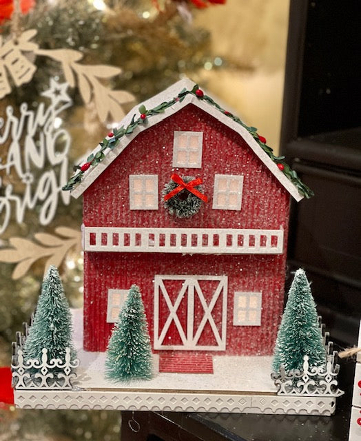 LIGHTED RED BARN WITH SNOWY ACCENTS 4212501