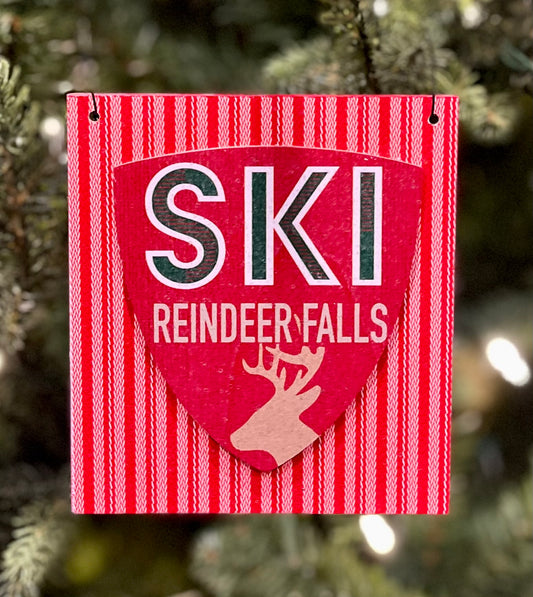 SKI PATCH SKI REINDEER FALLS HANGING ORNAMENT 4316081
