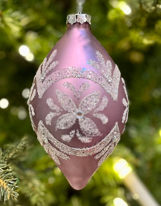 MATTE PURPLE WITH GLITTER TEARDROP ORNAMENT 4322855