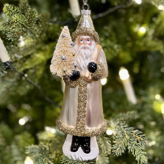 VINTAGE PEARL BELSNICKLE SANTA GLASS ORNAMENT 4352883
