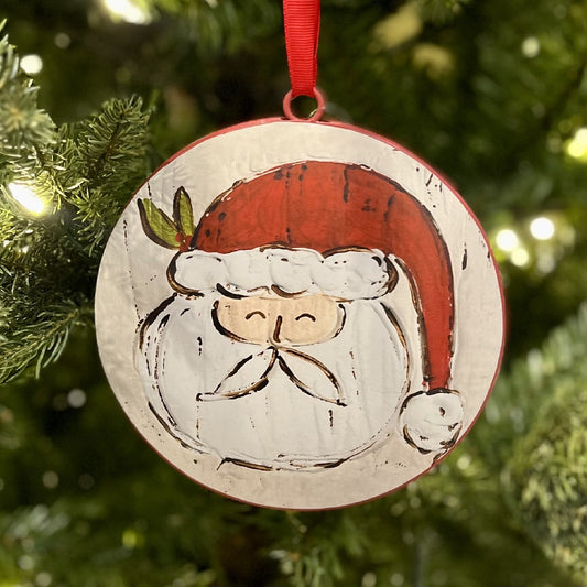 SANTA FACE TIN DISC ORNAMENT 4321325