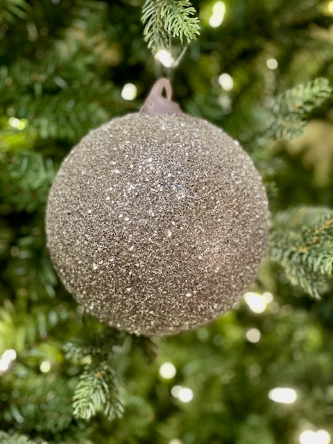 SILVER GLITTER 6 INCH ROUND ORNAMENT 4322856