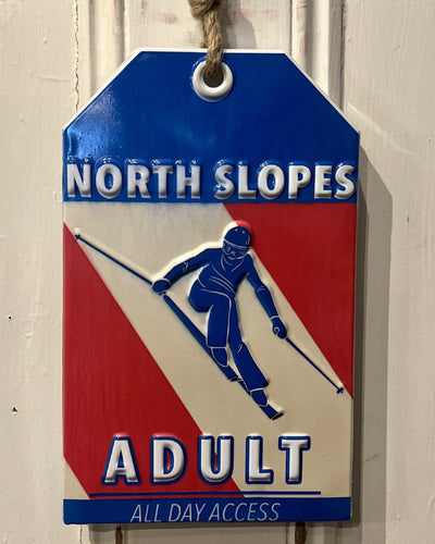 METAL NORTH SLOPES SKI TAG WALL ART 4359003