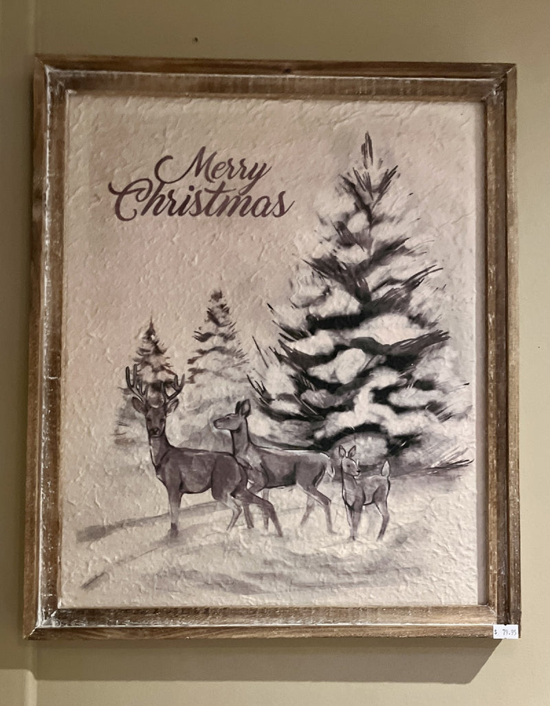 MERRY CHRISTMAS DEER FRAMED WALL ART 4359043