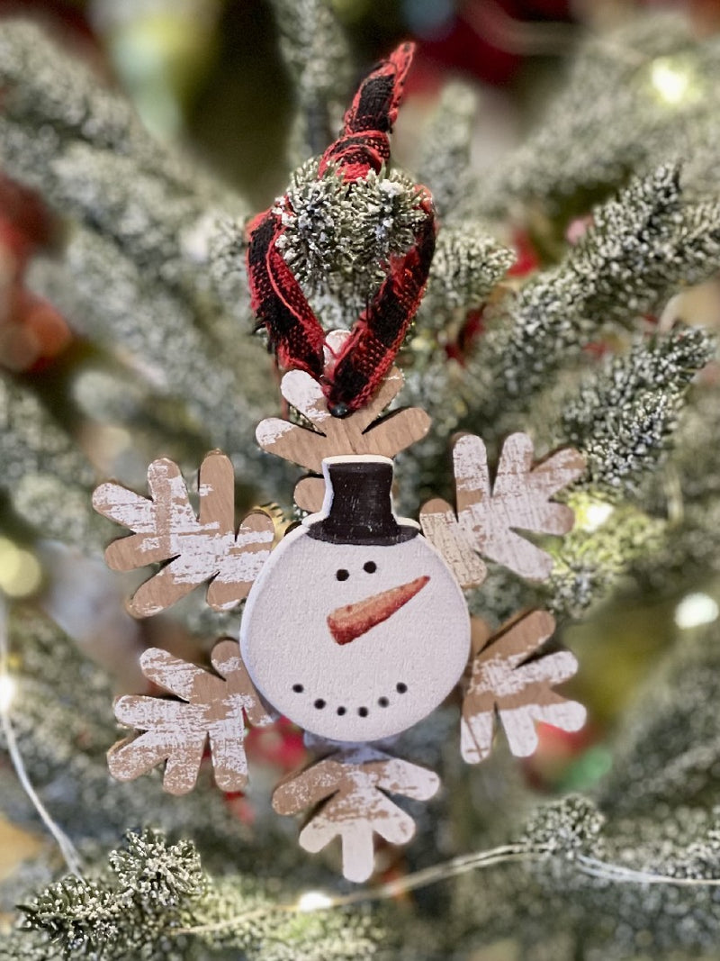 HAPPY SNOWMAN SNOWFLAKE HANGING ORNAMENT A 34917