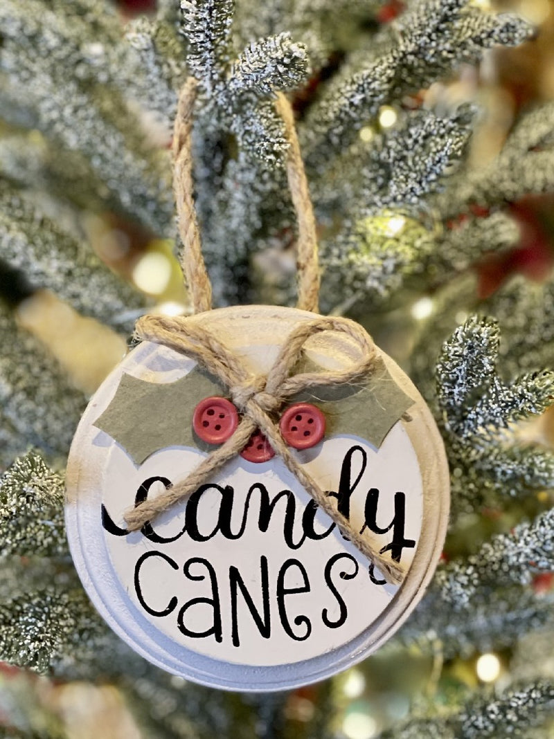 CANDY CANES ROUND DISC HANGING ORNAMENT 36706