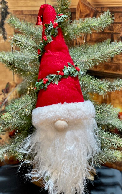 PLUSH GNOME HEAD RED HAT WITH BELL HANGING ORNAMENT 4216250