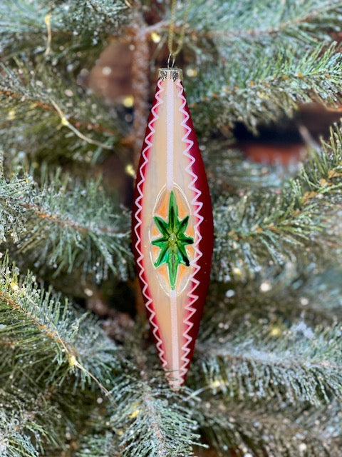 VINTAGE PINK TEARDROP WITH STAR ORNAMENT 7.25 INCH 4220034