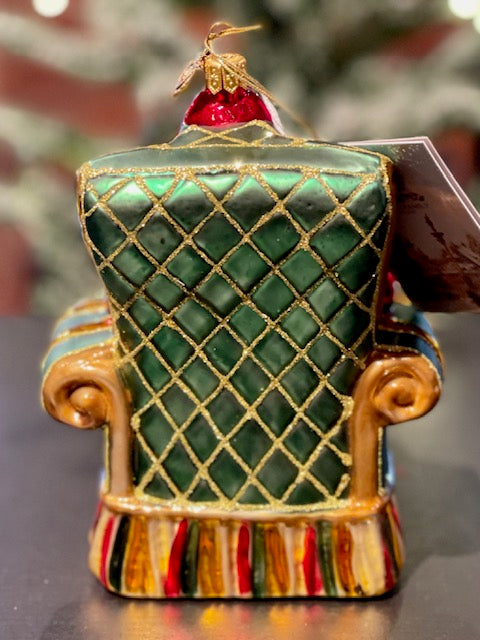 HURAS FAMILY GLASS ORNAMENTS - SANTA IN ARMCHAIR S432