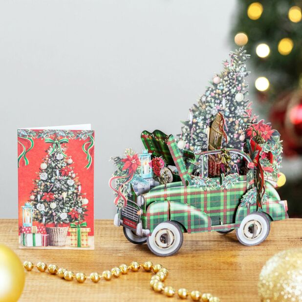 3D POP UP CHRISTMAS CARDS - TARTAN CAR