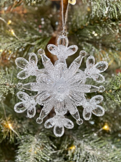 CLEAR ACRYLIC SNOWFLAKE A HANGING ORNAMENT 4119051