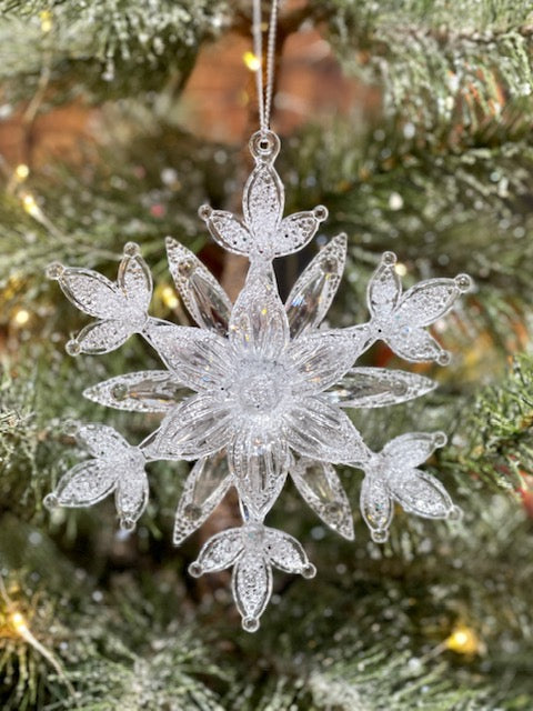 CLEAR ACRYLIC SNOWFLAKE B HANGING ORNAMENT 4119051