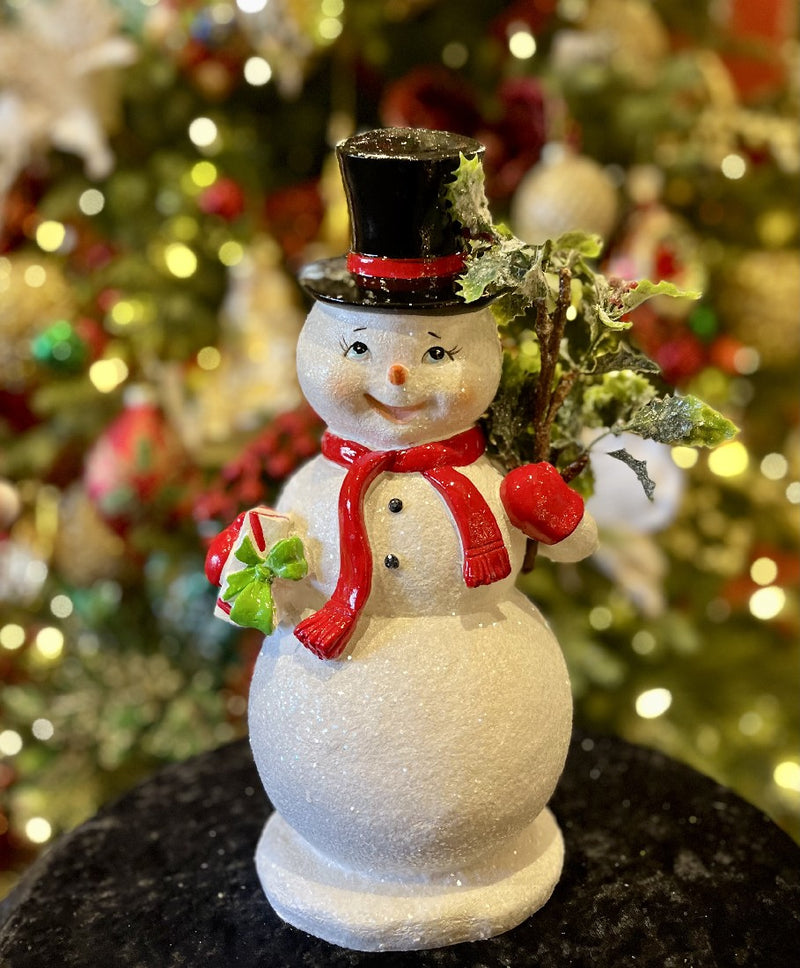 GLITTERED RETRO SNOWMAN WITH GIFT 4111582