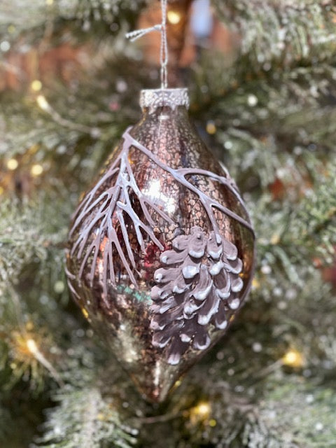 BRONZE MERCURY WITH PINECONE TEARDROP ORNAMENT 4224567