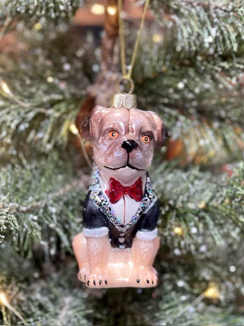 BEST IN SHOW PUG GLASS ORNAMENT 4152888