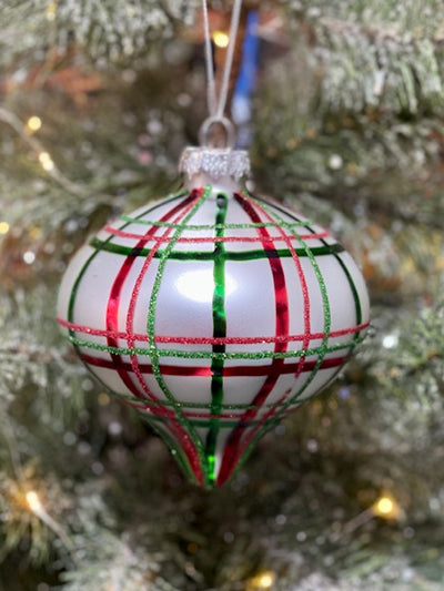 WHITE PLAID RED/GREEN ONION ORNAMENT 4224533