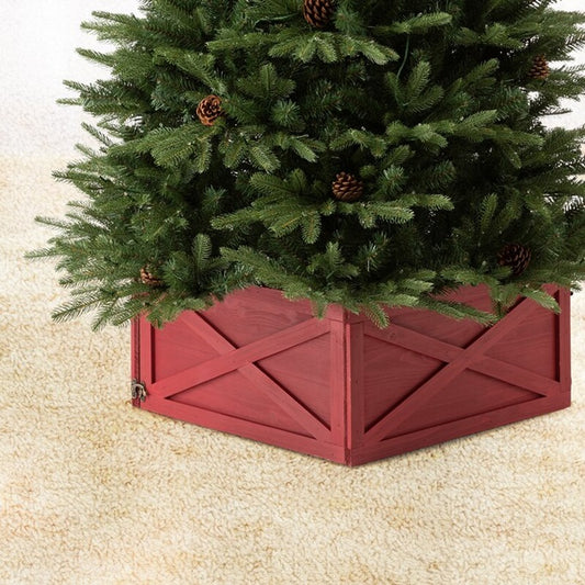 RED WOODEN SQUARE TREE COLLAR 4269707