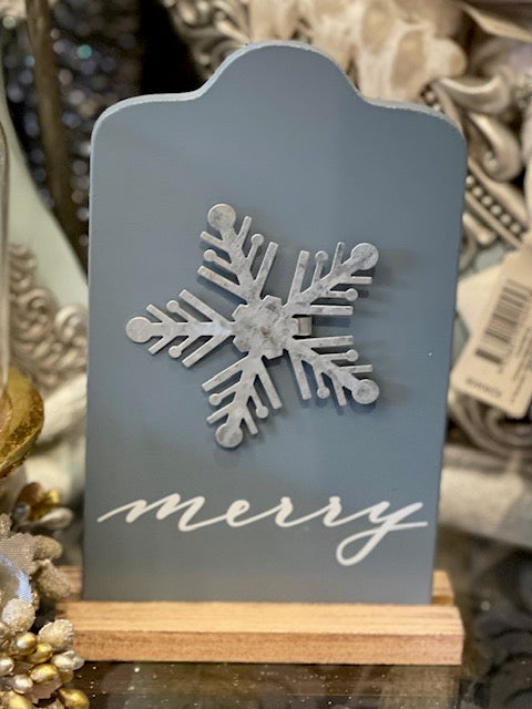 MERRY SNOWFLAKE TABLE SIGN X2512