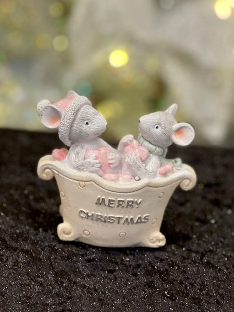 PASTEL MERRY CHRISTMAS MICE IN BATH XMIC07