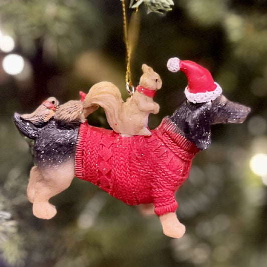 CHRISTMAS DACHSHUND WEARING SWEATER HANGING ORNAMENT XCD162