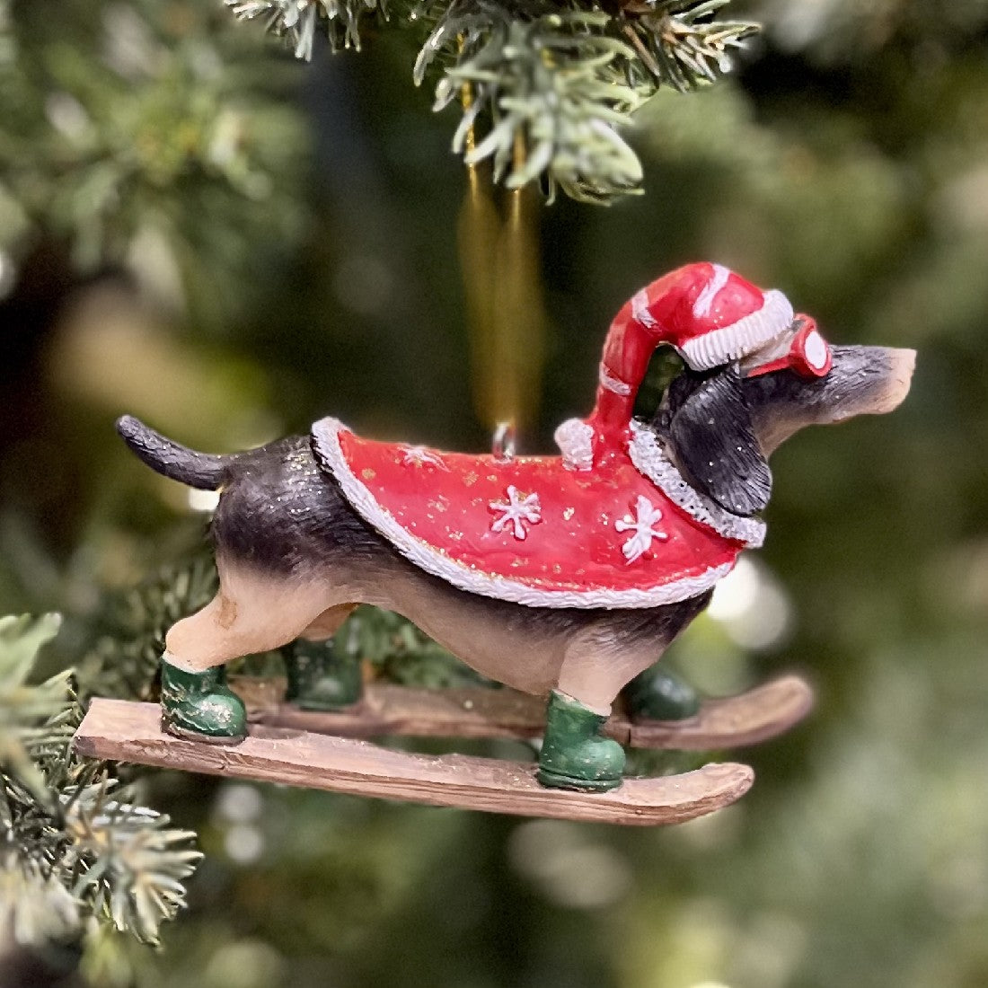 DACHSHUND SKIING HANGING ORNAMENT XCD162