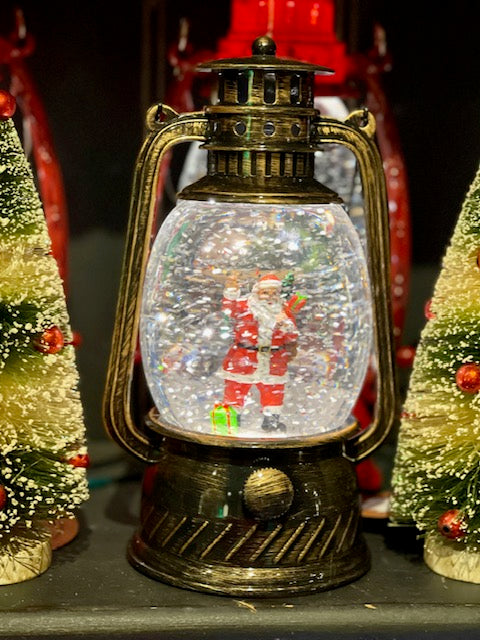 GLITTER LANTERN - BRONZE OVAL SML SANTA XAC432