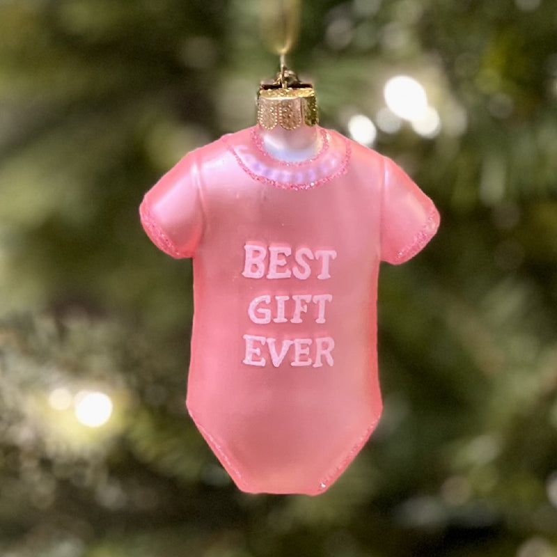 ERIC CORTINA PINK BABY BEST GIFT EVER GLASS HANGING ORNAMENT 4253144