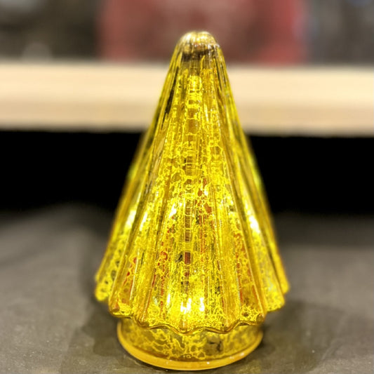 VINTAGE GOLD RIBBED GLASS LIGHT UP TREE 4220916