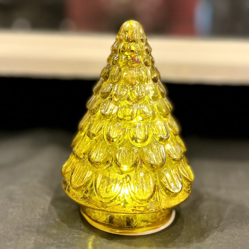VINTAGE GOLD PINECONE GLASS LIGHT UP TREE 4220916