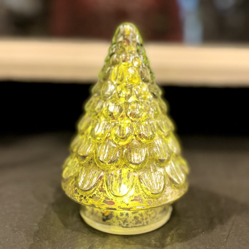 VINTAGE SILVER PINECONE GLASS LIGHT UP TREE 4220917