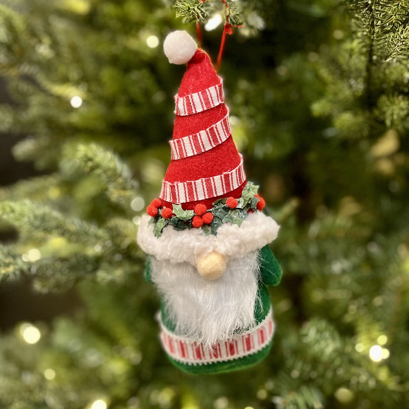 SOFT RED AND GREEN HANGING GNOME ORNAMENT 4216251
