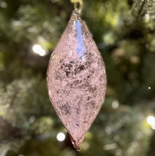 TRANSPARENT PINK TEARDROP GLASS ORNAMENT XGFLSLP3