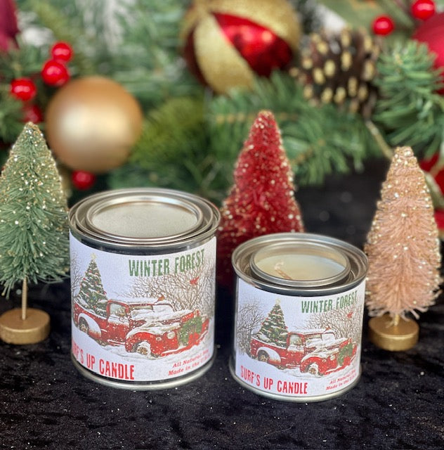 VINTAGE WINTER FOREST SMALL PAINT CAN CANDLE 1/4 PINT