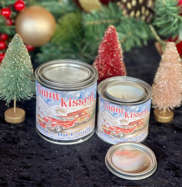 VINTAGE SNOW KISSED SMALL PAINT CAN CANDLE 1/4 PINT