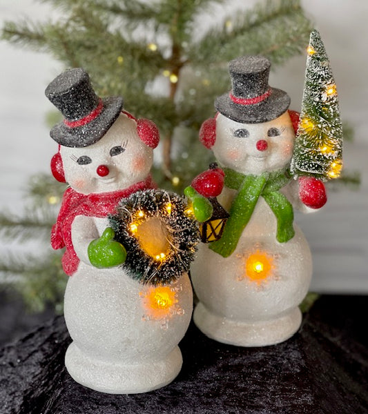 RETRO FROSTED SNOWMAN LED WITH LAMP & TREE XPG38
