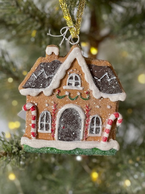 FROSTED GINGERBREAD HOUSE D ORNAMENT XBO122