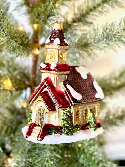 HURAS FAMILY GLASS ORNAMENTS - CHURCH S723