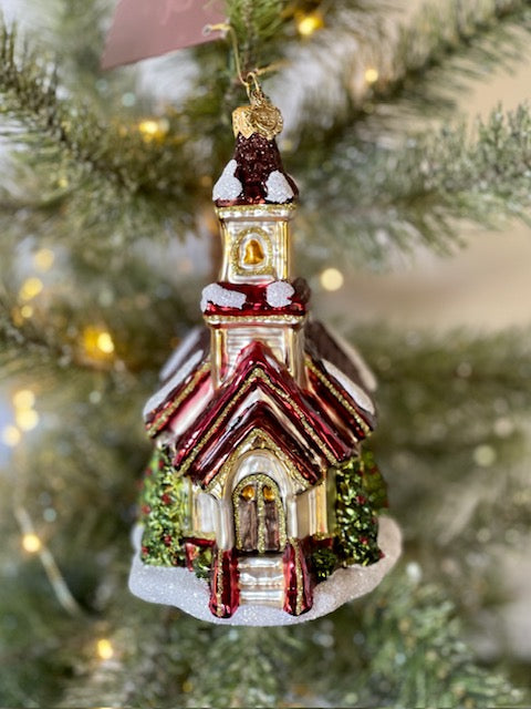HURAS FAMILY GLASS ORNAMENTS - CHURCH S723