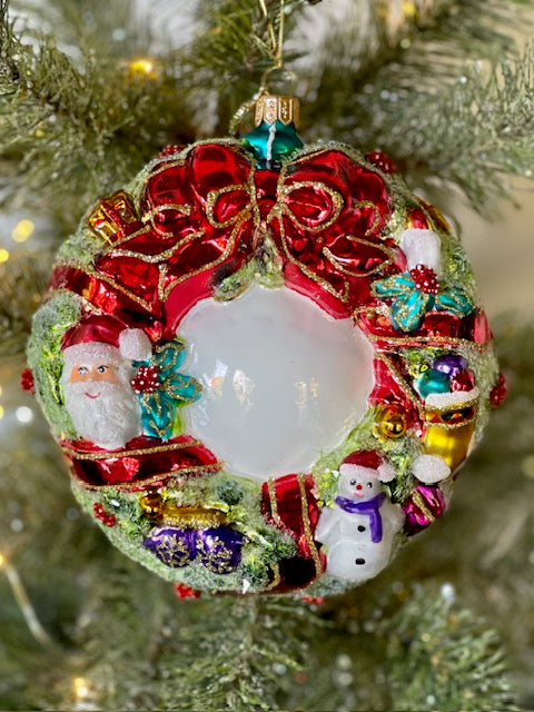 HURAS FAMILY GLASS ORNAMENTS - JOLLY WREATH S937V